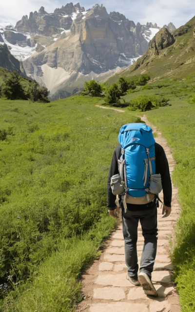 Steiniger Weg mit vollem Rucksack